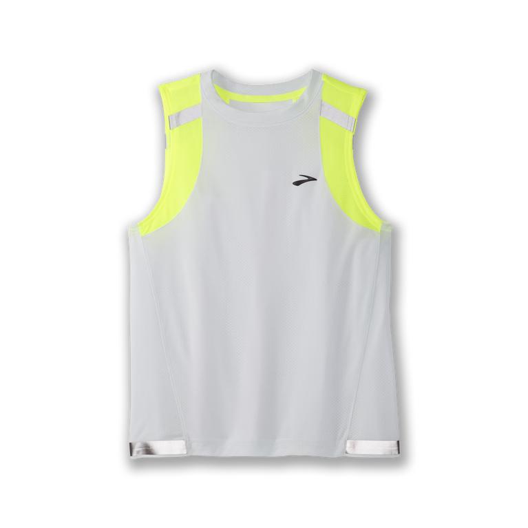 Brooks Carbonite Running Tank Top - Women's - Icy Grey/Nightlife Jacquard/GreenYellow (72358-JTCB)